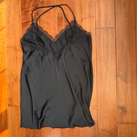 Victoria's Secret Black Satin Cami Slip Nightgown L - Picture 5 of 8